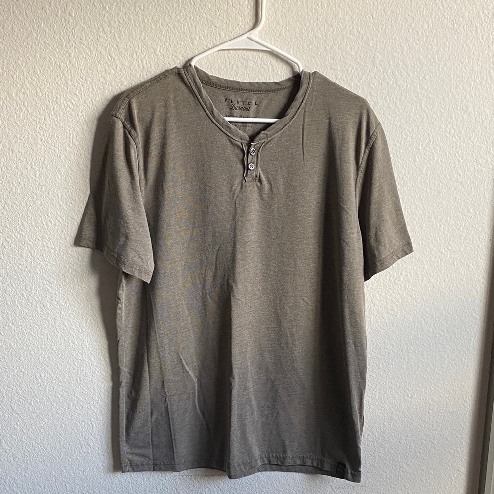 Lucky Brand Men's Short Sleeve Dark Olive Henley T-shirt